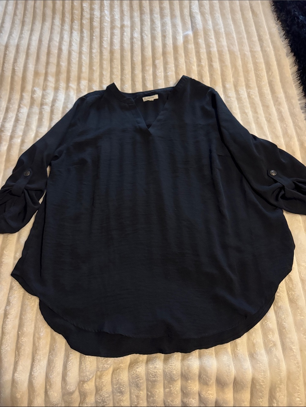 Maurices Black V-Neck Roll-Sleeve Tunic